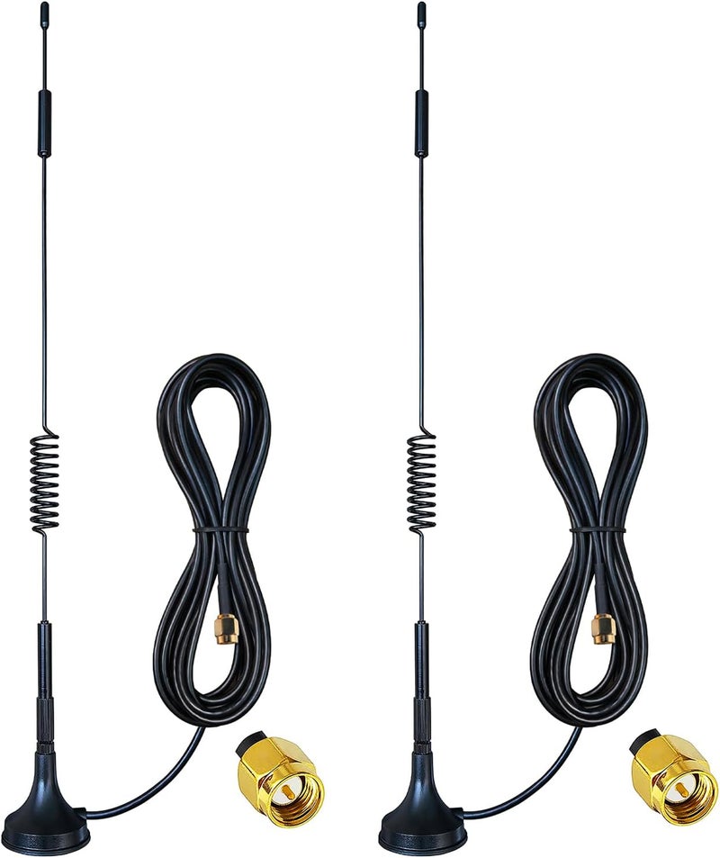Dixingtek 2-pack 10ft GSM 3G 4G LTE SMA Male Antenna Magnetic Base, Compatible With 4G LTE Router Hunting Game Camera Network Card IP Camera Video Security Camera IoT Cellular phone Spring 4G Antennas - Image 1